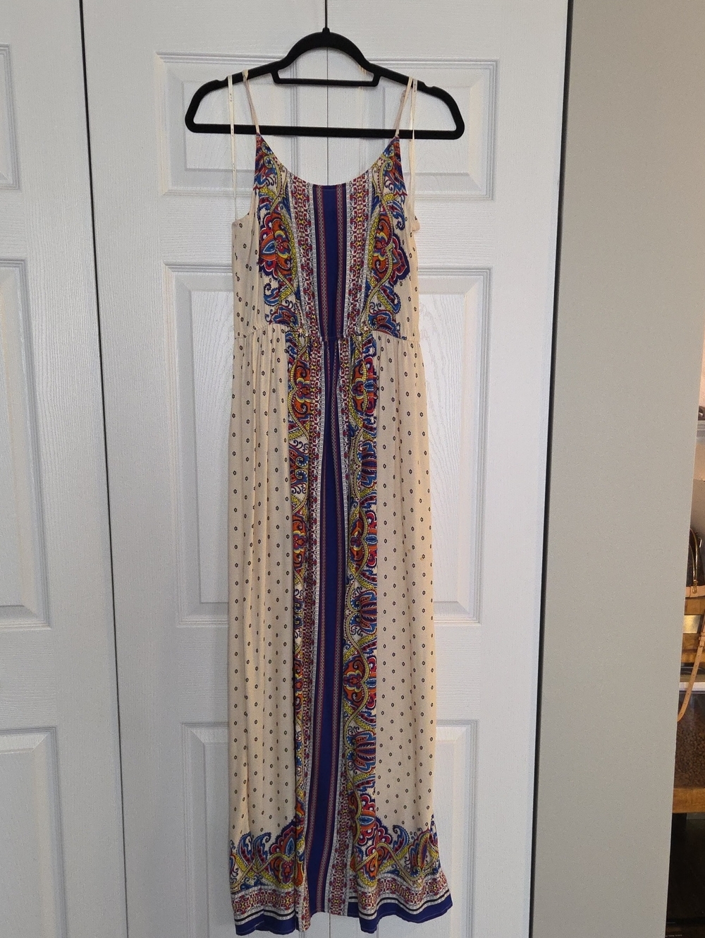 Varga Cream Maxi Dress with Multicolor Paisley Stripe